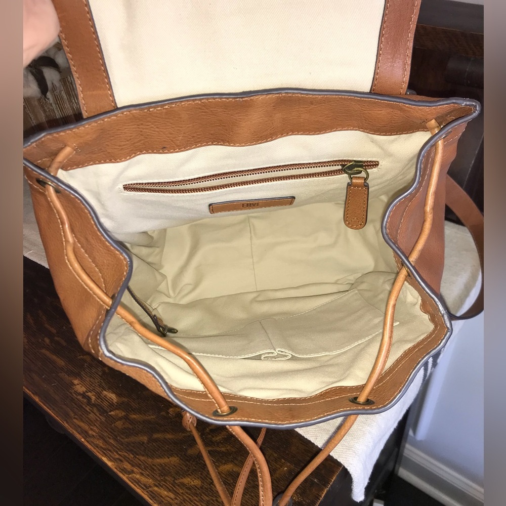 Frye Leather Kayla Knotted Backpack Cognac Nutmeg Brown Retail $458 - Picture 13 of 15